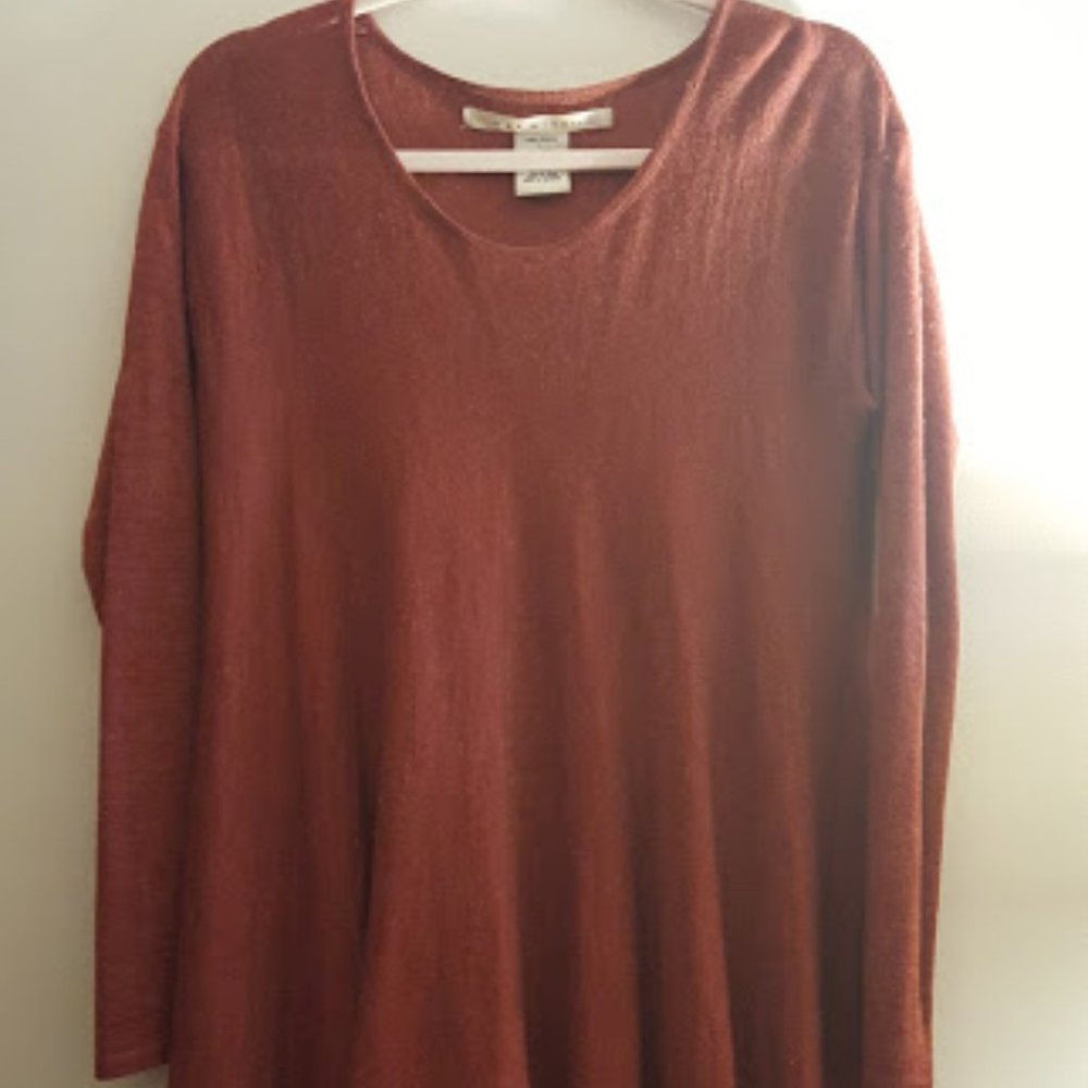 Knit Red Long-Sleeved Tapered Dress